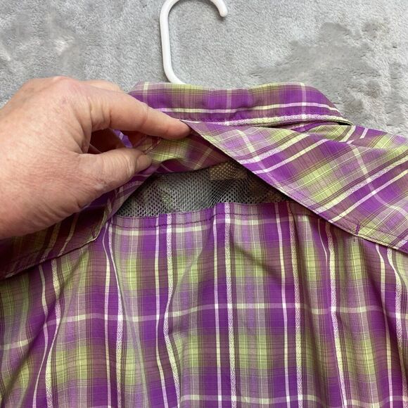 The North Face Boulder Penelope Shirt Top Womens L Purple Green Plaid Vented - Picture 12 of 14